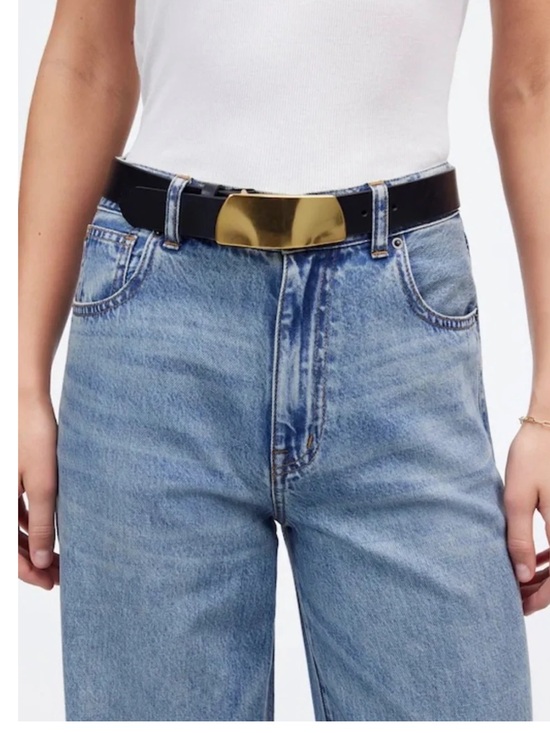 MADEWELL Black Leather Belt with Gold Buckle Size M Medium New without tags $70 main image 12